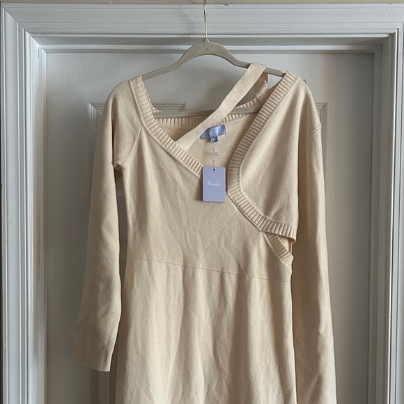 Hanifa NWT Claire Knit Cream Long Sleeve Maxi Dress - Picture 3 of 8